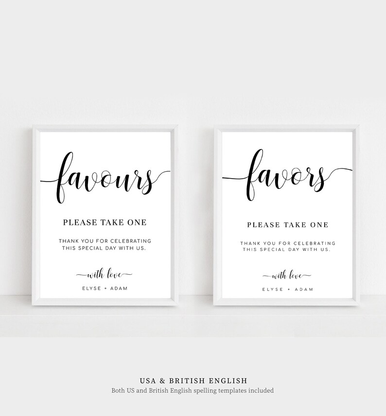 Editable Favors Sign Printable Minimalist Wedding Favors - Etsy