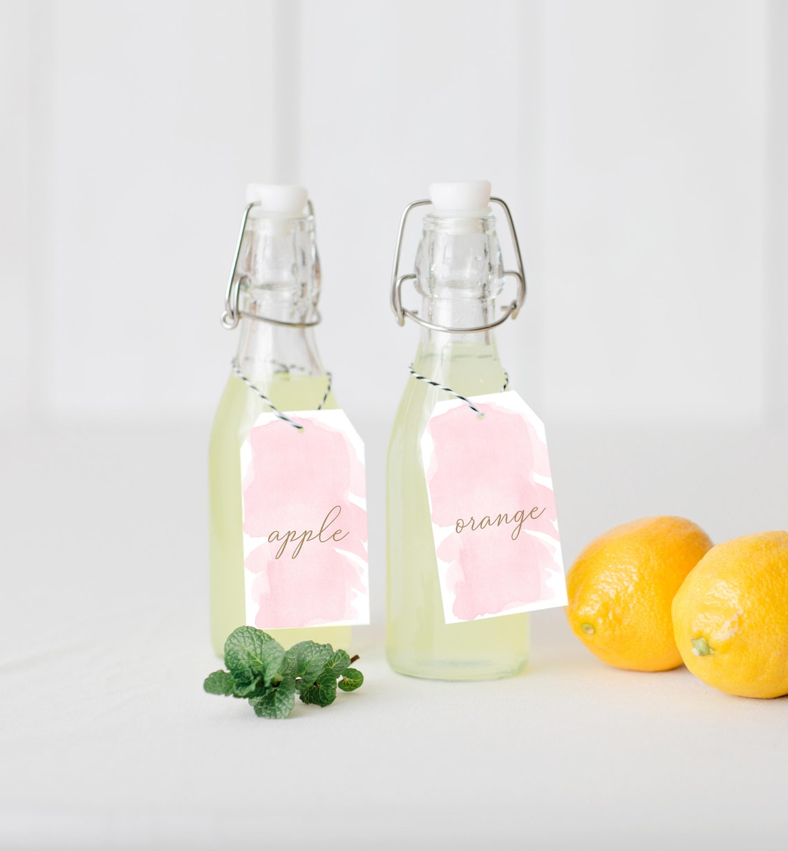 Juice Tags Pink Watercolour Printable Mimosa Bar Juice | Etsy