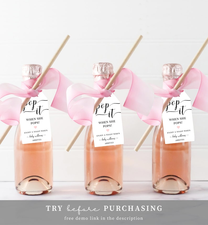 Pop It When She Pops Tag Template Printable Baby Shower Mini - Etsy