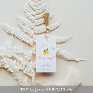 Homemade Limoncello Favor Tag Template, Minimalist Limoncello Bottle Wedding Favor Label, Printable Bridal Shower Favor Tag, Ellesmere