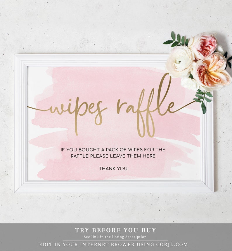 wipes raffle ticket and sign bundle gold foil baby shower