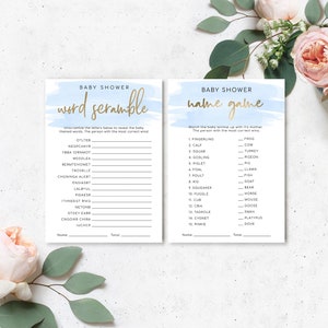 Blue Boy Baby Shower Games Bundle Pack - Instant Download - Blue ...
