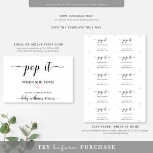 Pop It When She Pops Tag Template, Printable Baby Shower Mini Champagne ...