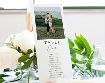 Números de mesa con foto y nombres de invitados, números de mesa para banquete de boda, números de mesa minimalistas para boda, tarjetas con foto para la distribución de asientos, Ellesmere