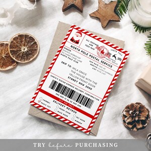Printable Santa Mail North Pole Shipping Label Sticker, Christmas ...