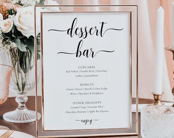 Minimalist Dessert Bar Sign, Wedding Sweet Station (Printable), Leyton Script