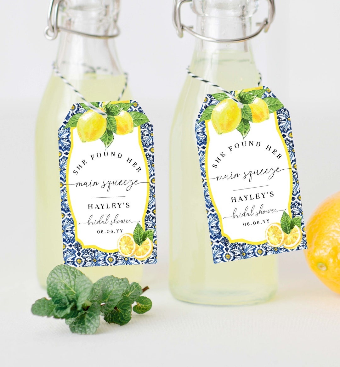 She Found Her Main Squeeze Printable Tags, Italian Positano Blue Tile ...