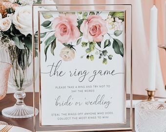 Floral Bridal Shower Ring Game Sign, Printable (Digital Download), Darcy Floral