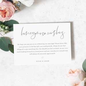 Biglietto d'auguri per la luna di miele stampabile, auguri minimalisti per la luna di miele, fondo per la luna di miele, inserto per pozzo dei desideri per il matrimonio, Gigi Script