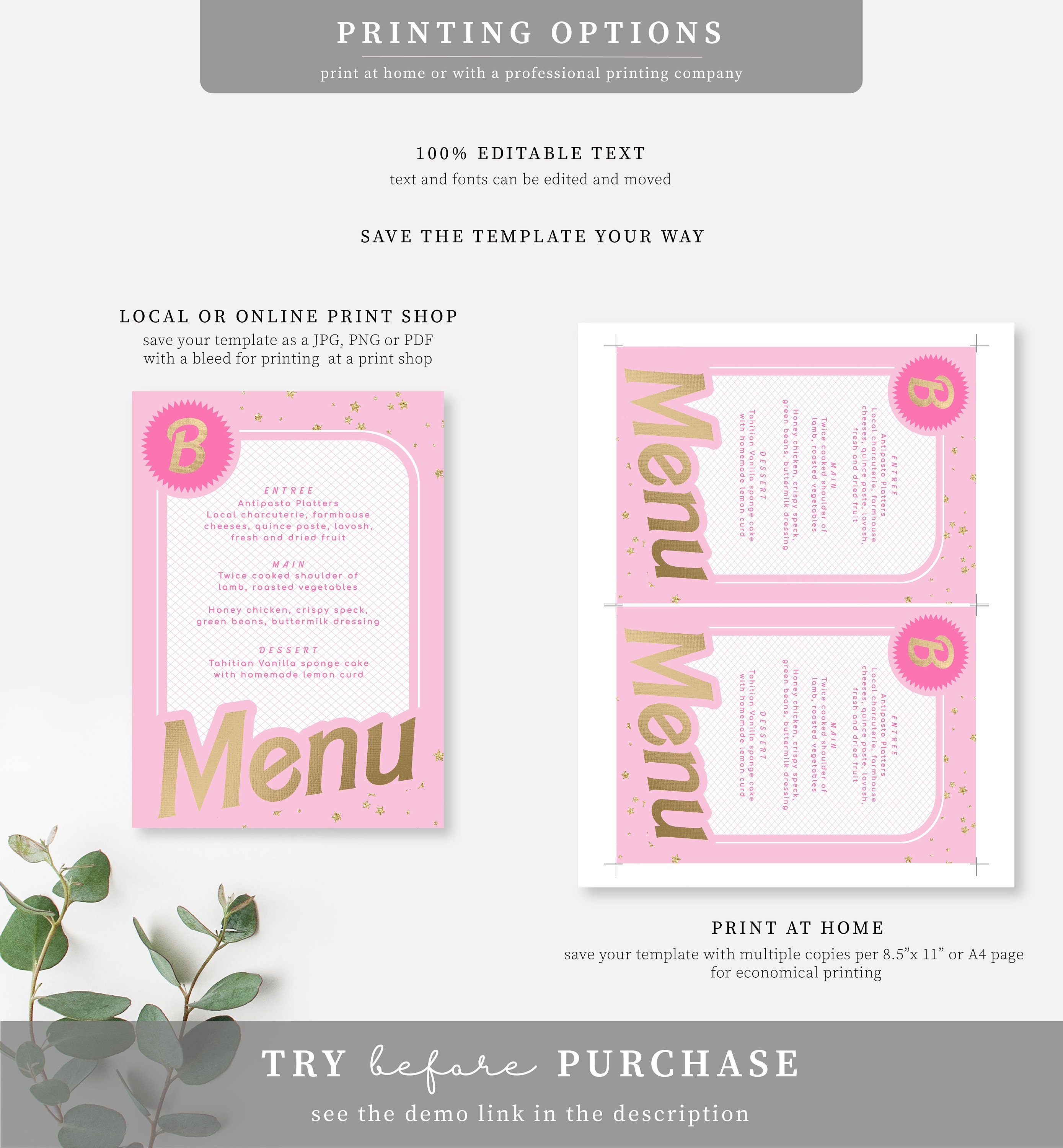 barbie-party-editable-dinner-menu-printable-birthday-party-etsy