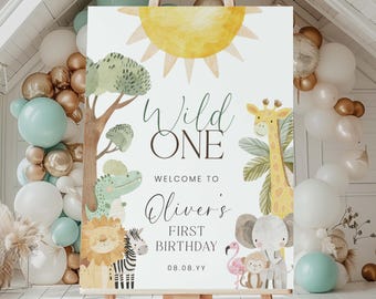 Safari First Birthday Welcome Sign, Zoo Animals (Printable), Nyala