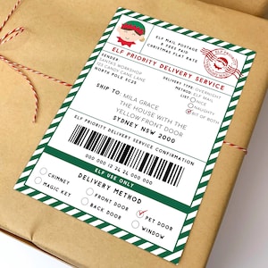 Druckbare Elf Geschenkanhänger, Nordpol Geschenkanhänger, Nordpol Geschenkanhänger, Geschenkanhänger, Satin Box, Versandaufkleber