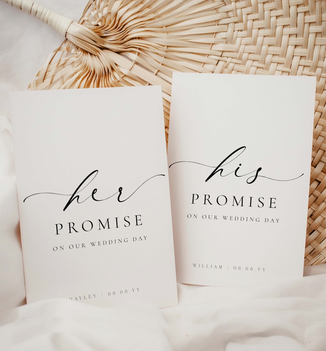 Printable His and Her Promise Vow Books, Bride and Groom Wedding Day ...