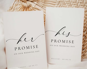 Printable His And Her Promise Vow Books, Bride and Groom Wedding Day Card, Minimalist Wedding Vows Card, Wedding Ceremony Card Ellesmere