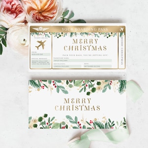 Editable Christmas Boarding Pass Template: Printable Airline Ticket Gift (Digital Download)