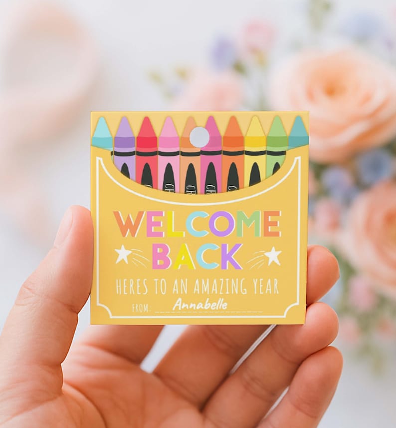 Printable Back To School Tag Template, Welcome Back To School Pencil Holder Tag, New School Year Classroom Gift, Crayon Gift