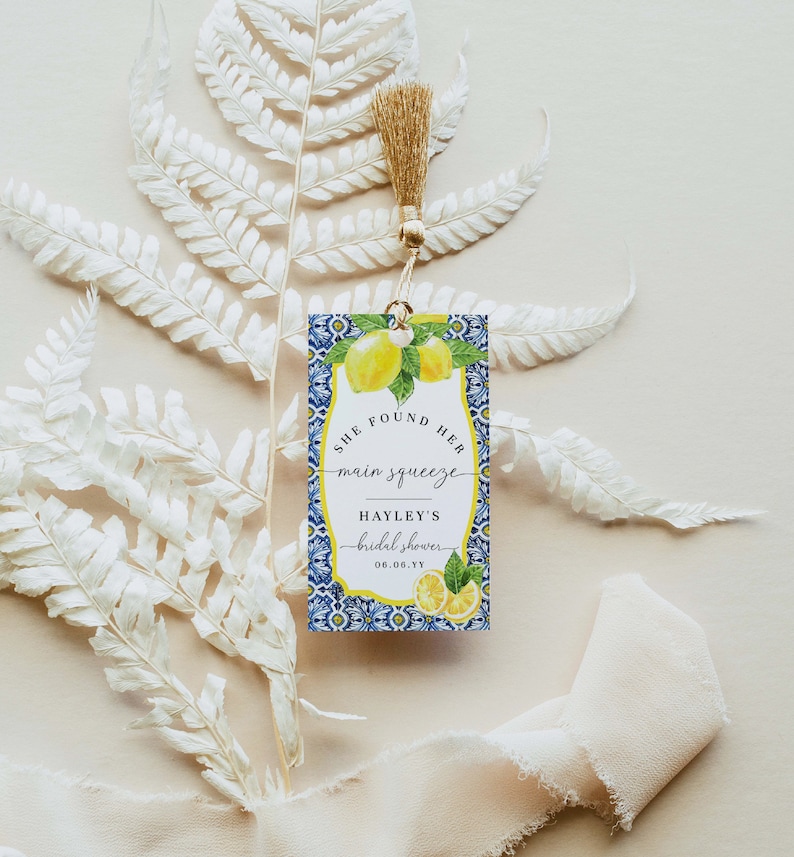 She Found Her Main Squeeze Printable Tags, Italian Positano Blue Tile ...