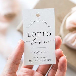 Étiquette imprimable de faveur d'amour de loto, autocollant minimaliste de faveur de mariage de carte à gratter, cadeau chanceux dans l'amour, faveur de billet de loterie de mariage, Ellesmere