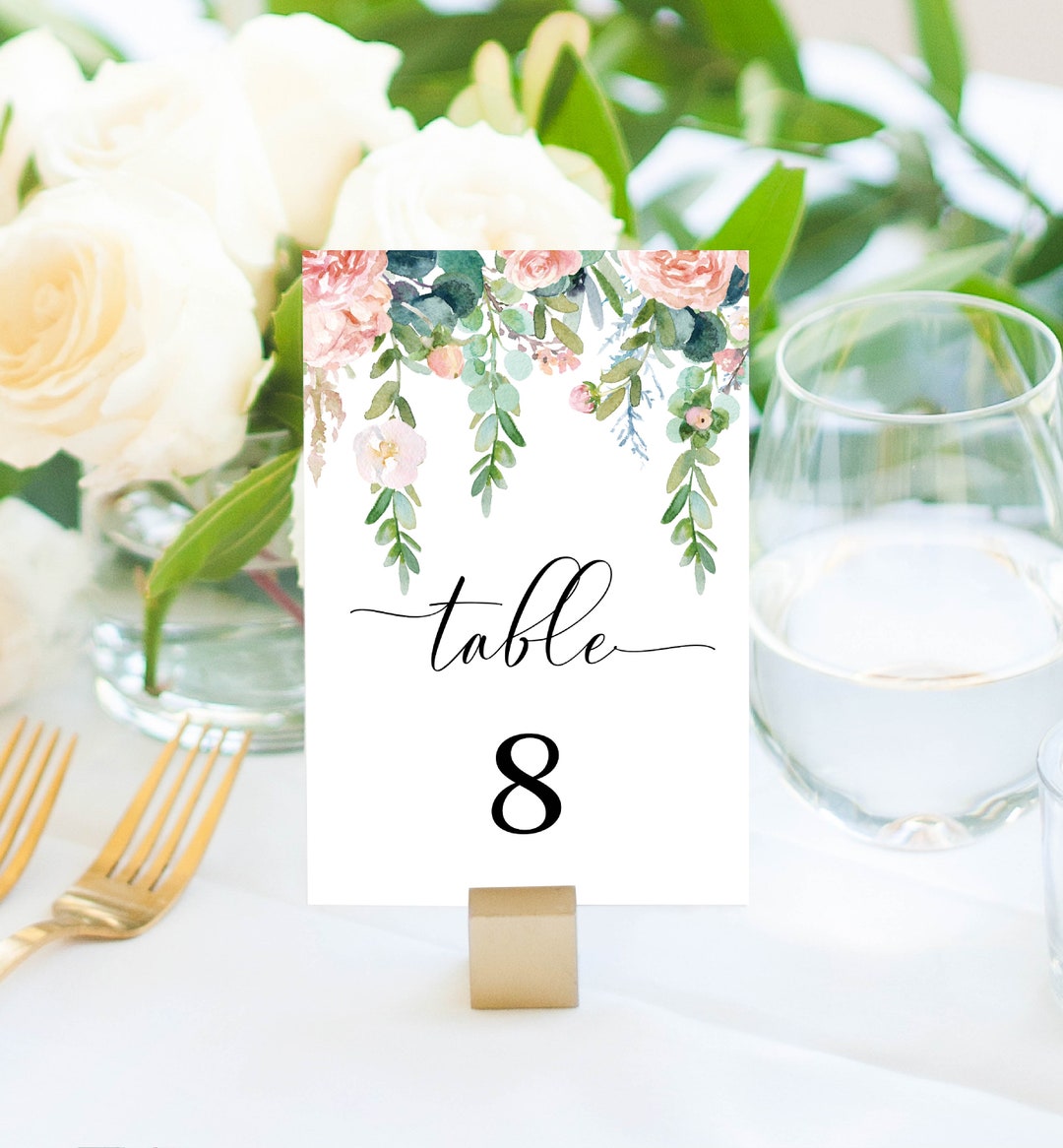 Printable Table Numbers Template Floral Table Number - Etsy