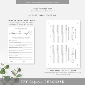 How Well Do You Know The Couple Game, Bridal Shower Couples Trivia Game, Modern Minimalist Wedding Shower Couples Quiz Game, Quinn Script image 6