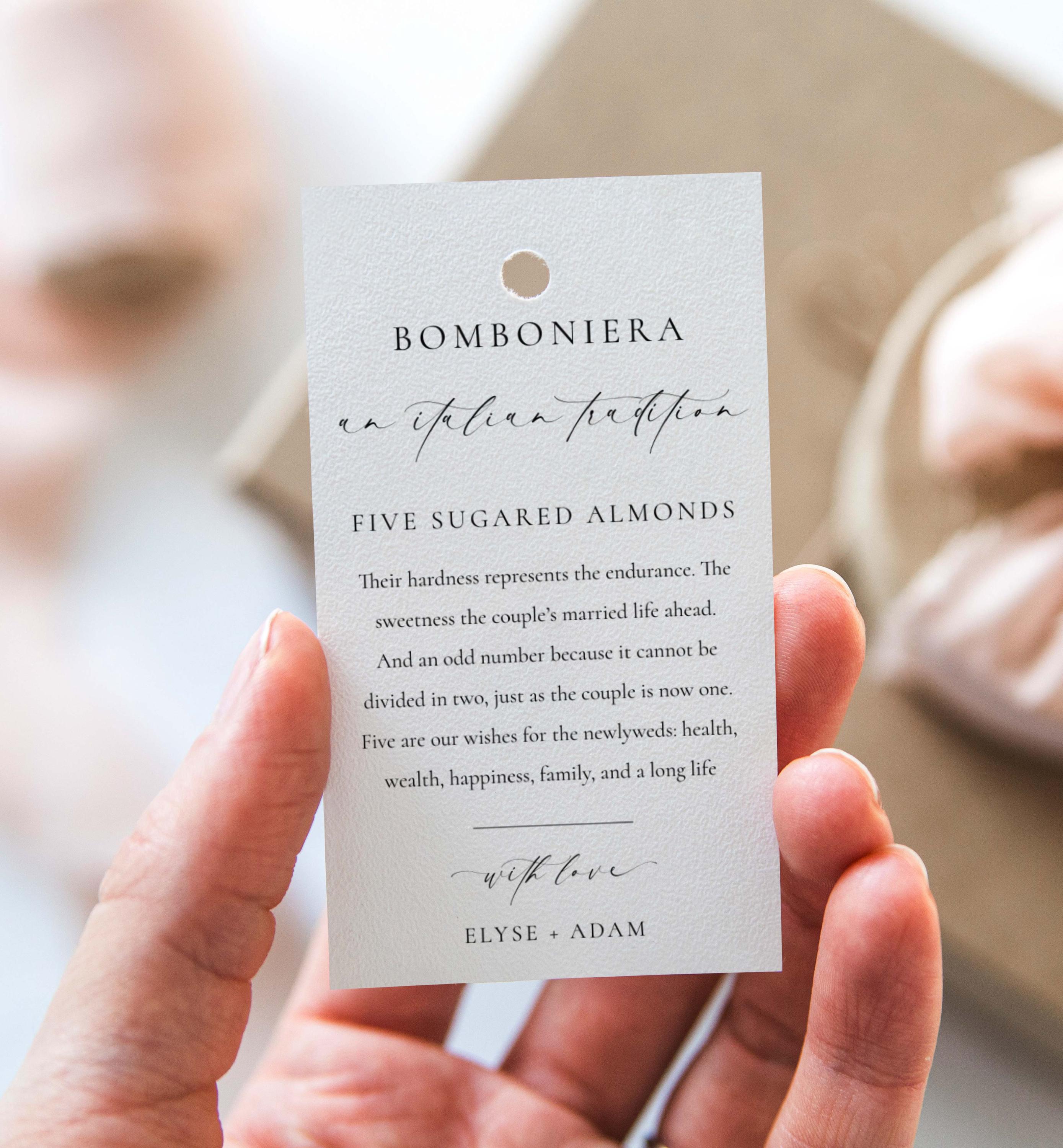 Italian Tradition Favor Tag, Bomboniera Sugared Almonds (printable ...