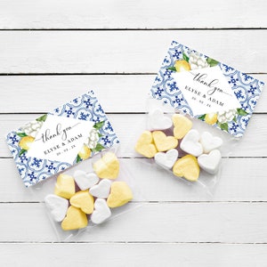 Favor Treat Bag Topper, Mediterranean Lemons Wedding Favor Bag Tag, Italian Lemons Bridal Shower Favour Bag Tag, Baby Shower Favors