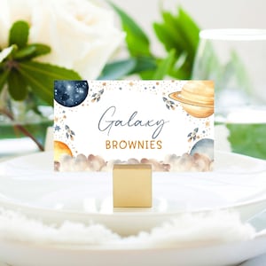 Cartões de nome de comida estilo tenda e plano para impressão, cartões de lugar de aniversário de foguete espacial, festa de decolagem de menino no espaço, festa de astronauta