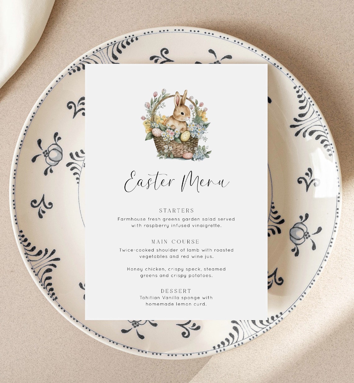 Printable Easter Menu Template, Easter Brunch Menu, Easter Lunch Menu ...