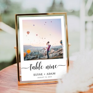 Photo Table Numbers, Modern Minimalist Wedding Table Numbers With Photos, Picture Table Numbers, Printable Table Numbers, Leyton Script
