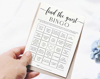Bridal Shower Bingo Game: Minimalist Find The Guest, 5x7 (Digital Download), Leyton