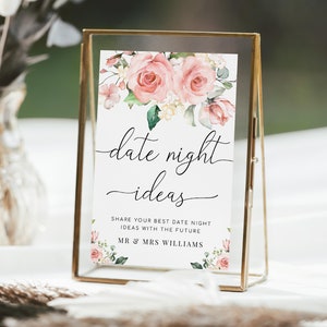 Plantilla imprimible de tarjetas y letreros para una cita romántica, letrero floral para despedida de soltera, juego de tarro para una cita romántica, juego de despedida de soltera, Darcy