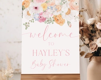 Floral Baby Shower Welcome Sign, Spring Wildflower Theme (Digital Download), Millie