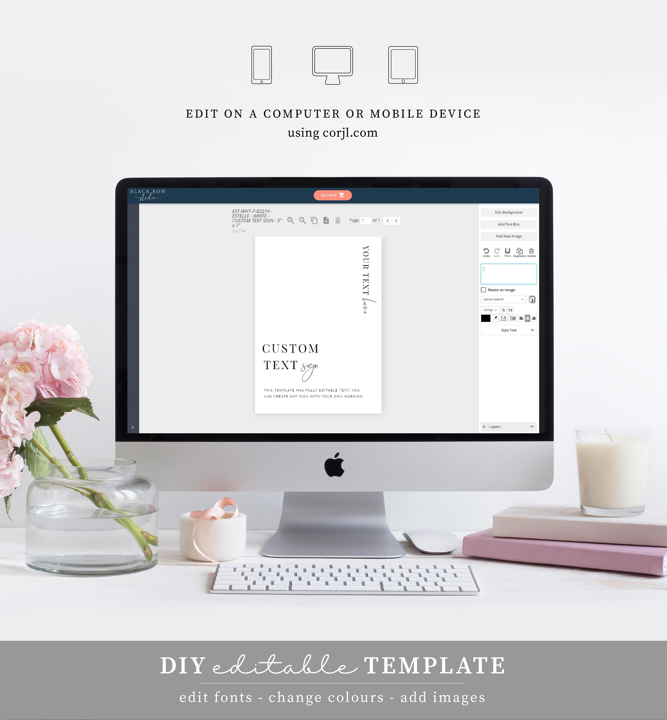 Fully Editable Sign Template, Minimalist Wedding Custom Text Sign ...