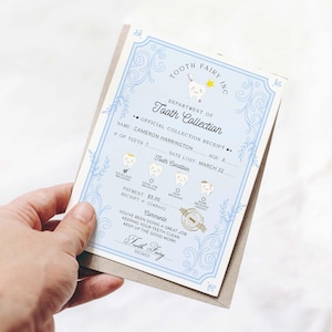 Reçu imprimable de la fée des dents, reçu de collection de la fée des dents, bulletin modifiable de la dent, certificat de paiement de la fée des dents, note de dent perdue