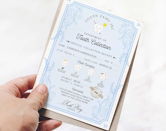 Printable Tooth Fairy Receipt, Editable Tooth Report Card (Digital Download)