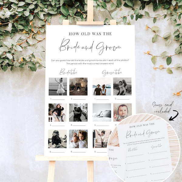 How Old Was The Bride and Groom Photo Game Printable Poster, Minimalist  Baby Photo Game, Age Guessing Game, Bridal Shower Game, Estelle