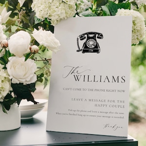 Printable Telephone Guestbook Sign, Voicemail Audio Guestbook Sign, Minimalist Wedding Phone Message Guest Book Sign, Ellesmere