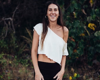 Organic Hemp Top-Off the shoulder top-Natural top-Organic top-Organic cotton top-Boho top-Natural clothing-Cropped tank top