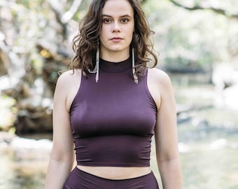 Organic Bamboo Turtleneck Tank Top: Sleeveless Festival Top