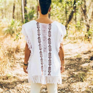 FAIR TRADE Handmade Raw Cotton Top / Tribal Poncho Shirt / Ethically Made / Block Print