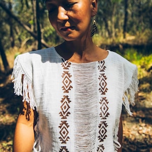 Organic Cotton Boho Top Earthy Bohemian Clothing Festival Hippie Top Natural Clothing Primitive Tribal Clothing Organic Spiritual Clothing