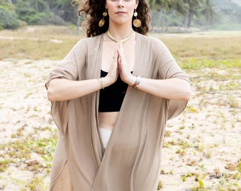 Organic Cotton Boho Kimono Cardigan - Earthy Goddess Robe