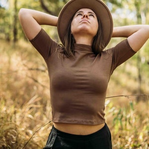 Organic Bamboo Boho Top with sleeves Hippie crop top cropped Earthy tank top bamboo clothing bamboo top bamboo crop top