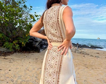 Block Print Cotton Robe: Bohemian Tribal Kimono Jacket, Handmade Natural Clothes, Beach Outerwear