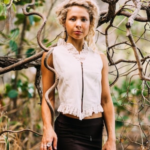 Festival Boho Vest, Hippie Vest for Women, Tribal Raw Cotton Top, Natural Clothing Layer, Bohemian Hippie Outfit
