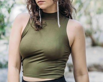 Bamboo Yoga Top crop top cropped tank top bamboo clothing bamboo top bamboo crop top boho crop top Hippie top organic clothing