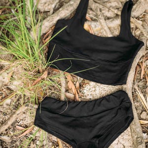 Bamboo underwear set-crop top set-cropped tank top-bamboo clothing-bamboo top-bamboo crop top-boho crop top--organic clothing