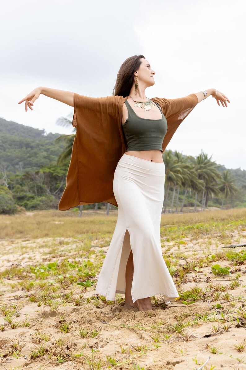 Double Split Boho Maxirock: Nachhaltige Kleidung, OEKO-TEX-zertifiziertes ungiftiges Gewebe Bild 7