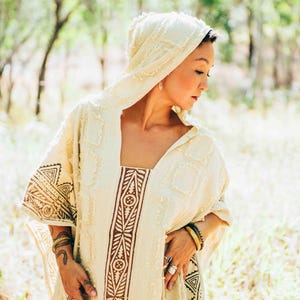 Unisex Hooded Tribal Poncho Bohemian raw cotton Clothing Boho Hooded Kimono Poncho Women Tribal Cover up Winter Bohemian Festival Poncho