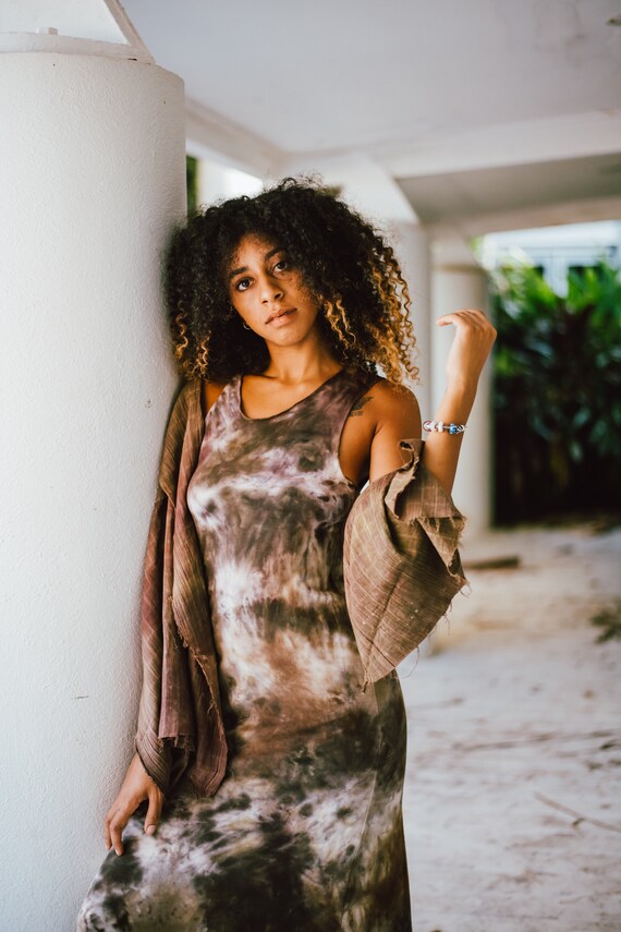 Earthy Bamboo Maxi Dress/organic Fabric 